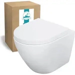 Calmwaters&reg; Wand WC sp&uuml;lrandlos Wei&szlig;, mit WC-Sitz, Raumspar WC: 45 cm...
