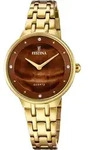 Festina Damen Armbanduhr F20601/C Mademoiselle Edelstahl gelbgold IP - Braun