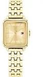Tommy Hilfiger Rectangular Dial Gold-Plated Chain-Link Watch, Weiblich, Erwachsener,
