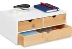 Relaxdays Schreibtisch Organizer, 3 Schubladen, f&uuml;r B&uuml;routensilien, HxBxT: 14 x 33
