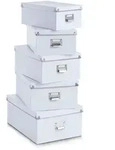 Zeller Boxen-Set, 5-tlg., Pappe, wei&szlig; 40x29x17 - Wei&szlig;