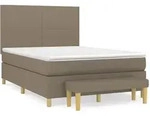 vidaXL Boxspringbett mit Matratze Taupe 140x200 cm Stoff - Taupe
