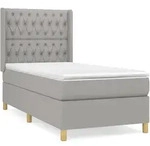 vidaXL Boxspringbett mit Matratze Hellgrau 90x200 cm Stoff - Grau