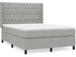 vidaXL Boxspringbett mit Matratze Hellgrau 140x190 cm Stoff - Grau
