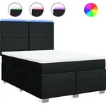 vidaXL Boxspringbett mit Matratze Schwarz 140x190 cm Stoff - Schwarz