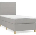 vidaXL Boxspringbett mit Matratze Hellgrau 90x200 cm Stoff - Grau