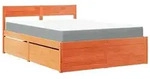 vidaXL Bett mit Schubladen und Matratze Wachsbraun 140x190 Massivholz - Braun