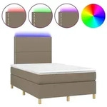 vidaXL Boxspringbett mit Matratze & LED Taupe 120x200 cm Stoff - Taupe