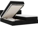 vidaXL Ottoman-Bett mit Matratzen & LEDs Schwarz 160x200 cm Stoff - Schwarz
