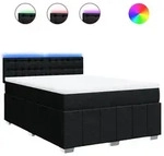 vidaXL Boxspringbett mit Matratze Schwarz 140x190 cm Stoff - Schwarz