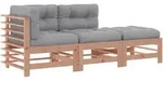 vidaXL 3-tlg. Garten-Lounge-Set mit Kissen Massivholz Douglasie - Grau