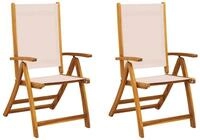 vidaXL Klappst&uuml;hle, 2 St&uuml;ck, Massivholz Akazie und Textilene