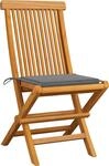 vidaXL Klappst&uuml;hle mit grauen Kissen, 8-teilig, Massivholz Teakholz