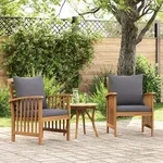vidaXL Gartenst&uuml;hle mit Kissen 2 Stk. Akazie Massivholz - Grau