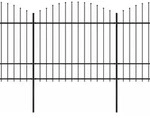 vidaXL Gartenzaun mit Speerspitze Stahl 537 x 175 cm Schwarz - Schwarz