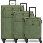 Redolz Essentials 12 THREE SET 4 Rollen Kofferset 3-teilig mit Dehnfalte - Gr&uuml;n