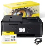 Canon PIXMA TR7650 Multifunktionsger&auml;t schwarz mit 5 kompatible Patronen + USB-Kabel