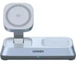 Ugreen 3-in-1 MagSafe Qi2 25-W-Magnet-Wireless-Ladeger&auml;t, Blau - Grau
