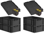SuperSparSet 4x Eurobox NextGen Grip mit Scharnierdeckel und gelben