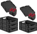 SuperSparSet 5x Eurobox NextGen Grip mit Scharnierdeckel und roten