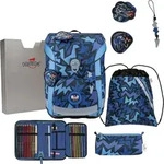 DerDieDas Schulranzen ErgoFlex Easy Set 6-teilig Dark Dragon blau - Blau