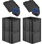 SuperSparSet 4x Eurobox NextGen Grip mit Auflagedeckel inkl. 4 blauen