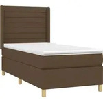 vidaXL Boxspringbett mit Matratze Dunkelbraun 90x190 cm Stoff - Braun