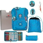 DerDieDas Schulranzen ErgoFlex Tiny Superflash Set 6-teilig Blue Ice hellblau -