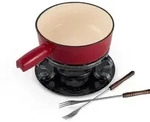 Swissmar Lugano Fondue Set 9-teiliges f&uuml;r 4 Personen, Gusseisen/Edelstahl - Rot