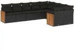 vidaXL 9-tlg. Garten-Sofagarnitur mit Kissen Schwarz Poly Rattan - Schwarz