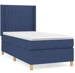 vidaXL Boxspringbett mit Matratze Blau 90x190 cm Stoff - Blau