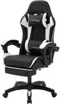 ML-Design Gaming Stuhl mit Fu&szlig;st&uuml;tze, Schwarz-Wei&szlig; aus Kunstleder,...