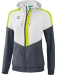 erima Squad Tracktop Jacke mit Kapuze 36 wei&szlig;/slate grey/bio lime - Wei&szlig; - 36