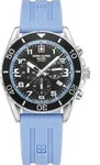 Swiss Alpine Military Herren Uhr Chronograph Analog Quarz 7029.9831SAM Silikon - Blau