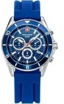 Swiss Alpine Military Herren Uhr Analog Quarz Chronograph 7034.9835SAM Silikon - Blau