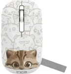 INCA Maus IWM-242K Wireless, Katzenmotiv - Beige/Wei&szlig;