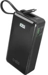 SBS 10.000 mAh-Powerbank mit integriertem USB-C Kabel, Schwarz - Schwarz