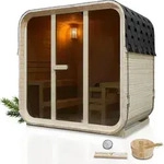 Artsauna Cube Fasssauna Fjora L f&uuml;r 6 Personen, mit 9kW Ofen, Glasfront & Zubeh&ouml;r