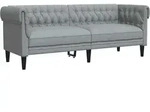 vidaXL Chesterfield-Sofa 3-Sitzer Hellgrau Stoff - Grau