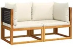 vidaXL Gartensofas-Ecke mit Kissen 2 Stk. Holz Akazie & Rattan - Braun