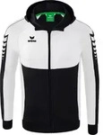 Erima Herren Six Wings Trainingsjacke mit Kapuze, schwarz/wei&szlig;, Gr&ouml;&szlig;e L - Schwarz