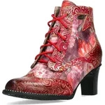 Laura Vita Damen Stiefelette Leder mit Blumenmuster und Fl&uuml;gelkappe Elcodieo 213,