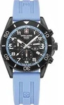 Swiss Alpine Military Herren Uhr Chronograph Analog Quarz 7029.9871SAM Silikon - Blau