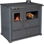 Kaminofen mit Backfach und Herdplatte Pracktik Lux Anthrazit RAL 7016 RECHTS Holzofen