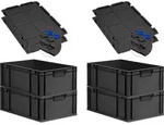 SuperSparSet 4x Eurobox NextGen Grip mit Scharnierdeckel und blauen