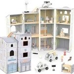 Gro&szlig;es Feuerwehr- und Polizeistation-Holzspielset f&uuml;r Kinder