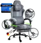 PixelPilot&reg;Ergonomischer Gaming Stuhl [Atmungsaktiver Stoff] mit Fu&szlig;st&uuml;tze, Kopf-