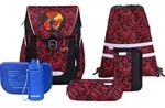 McNeill Schulranzen Primo Schoolbag Set 9-teilig Zack dunkelrot - Dunkelrot