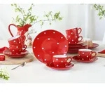 CreaTable, 24594, Polka Dots Bunt, Kaffeeservice 18-tlg, Steinzeug