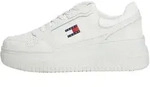TOMMY JEANS Damen Flatform Sneaker Retro Basket aus Leder, Wei&szlig; (Ecru), 42 - 42